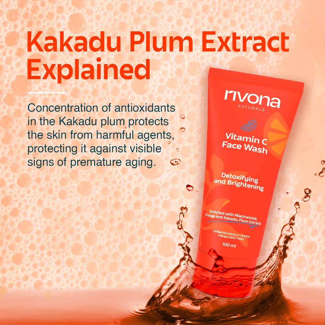 Rivona Vitamin C Face Wash, brightening face cleanser, glow skincare wash, daily cleansing