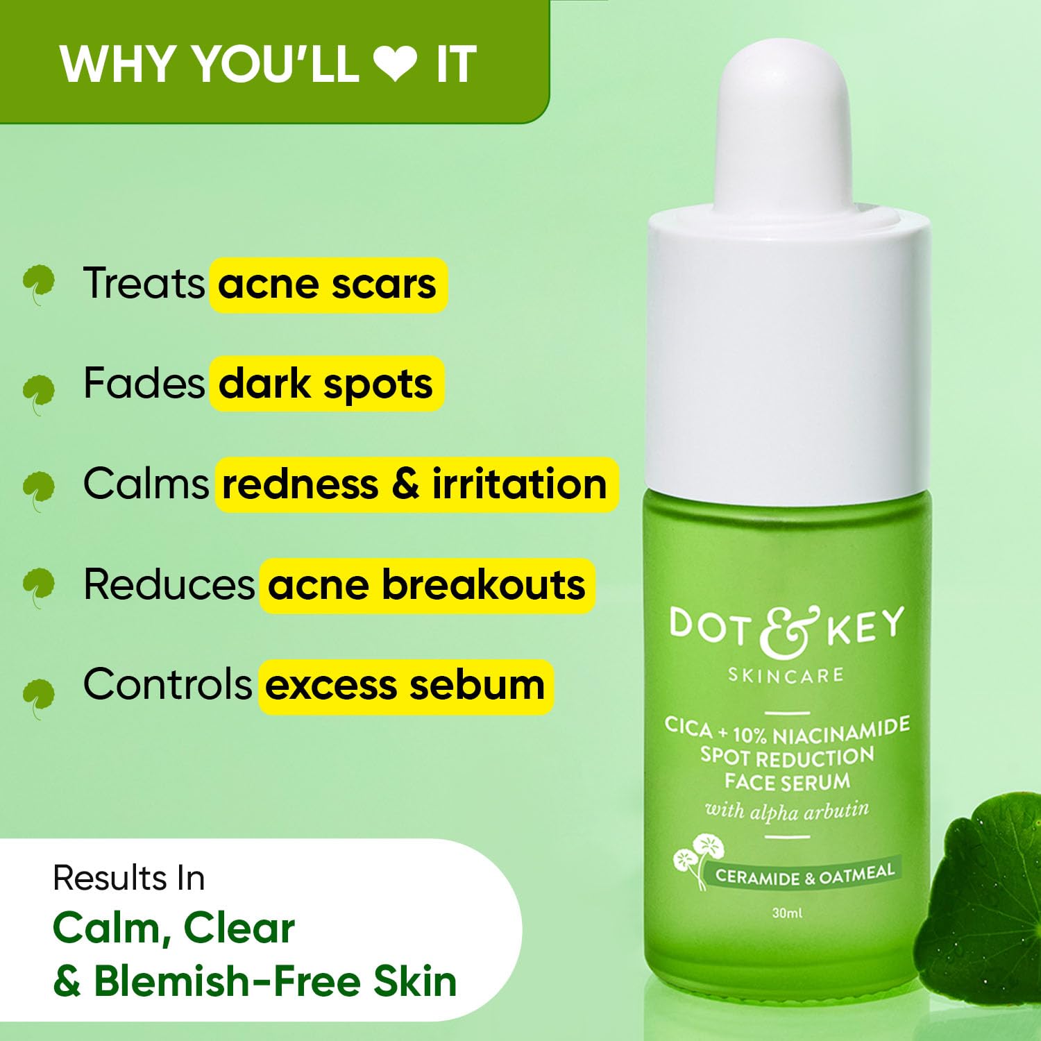 Dot & Key Cica Niacinamide Serum, oil balance skincare, skin clarity serum, blemish care
