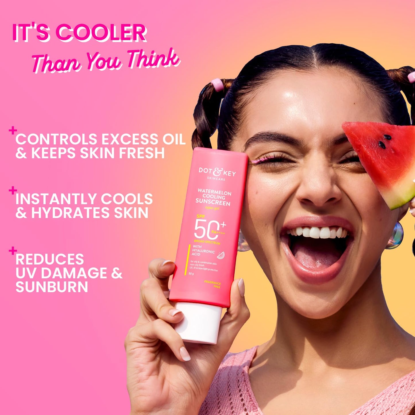 Dot & Key Watermelon Cooling Sunscreen SPF 50, cooling sun protection