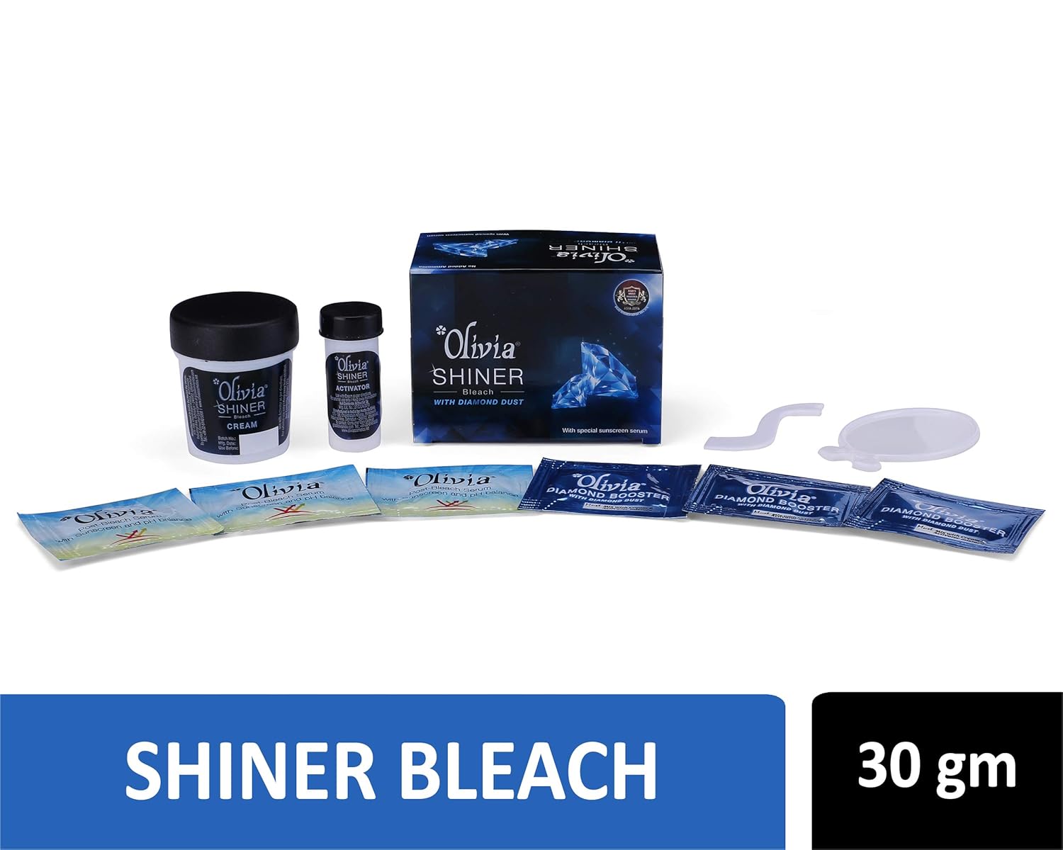 Olivia Shiner Bleach, instant glow face bleach, clear skin look, professional bleach