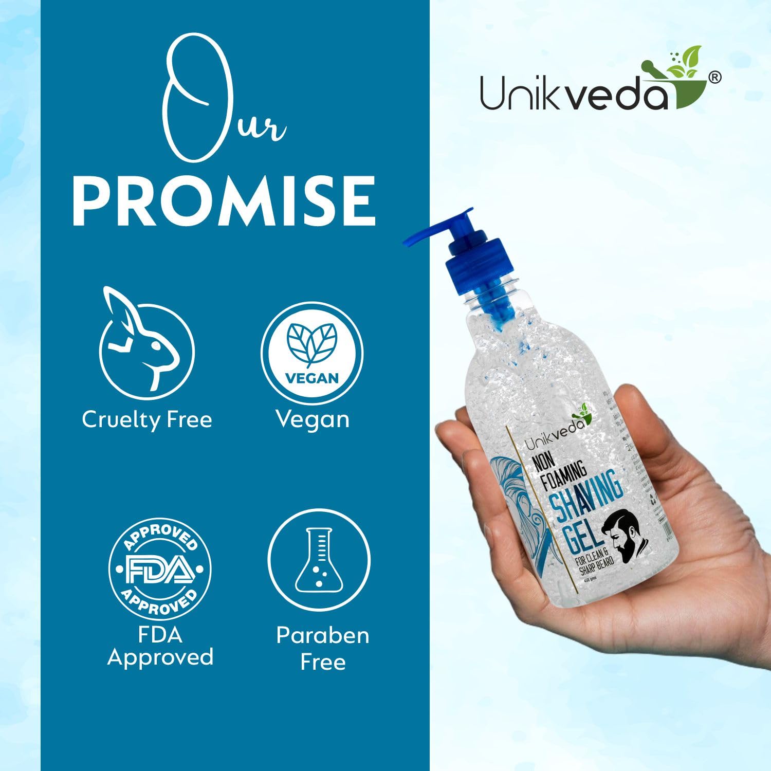 Unikveda Hydrating & Nourishing Non-Foaming Shaving Gel, shaving gel, aloe vera shaving gel, herbal shaving gel, smooth shave, skin comfort