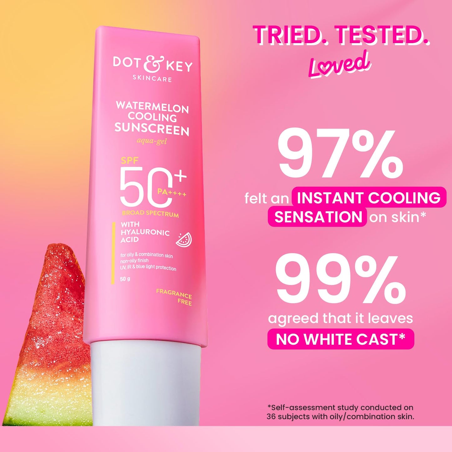 Dot & Key Watermelon Cooling Sunscreen SPF 50, cooling sun protection, watermelon hydration