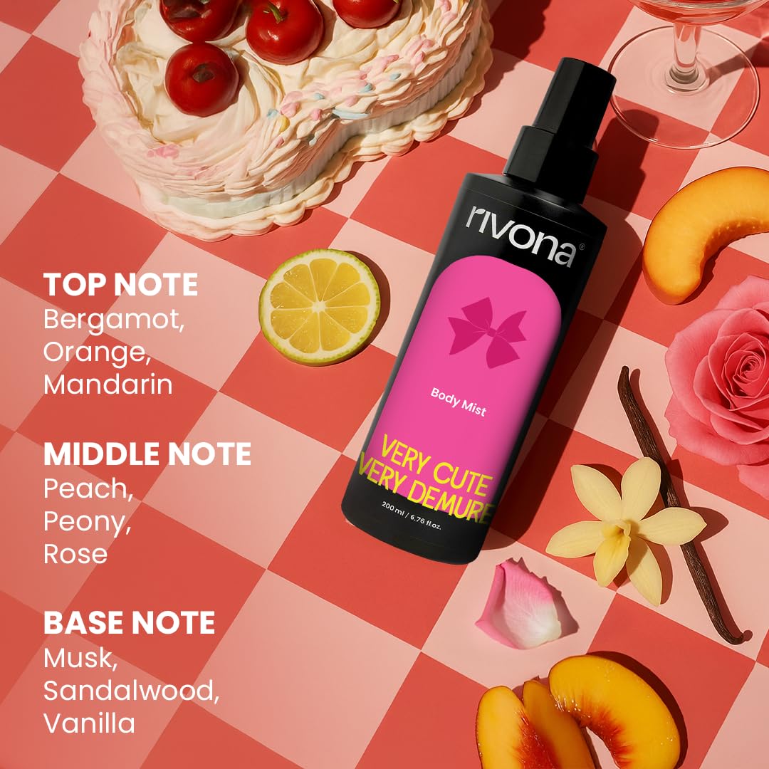 Rivona Floral Fruity Body Mist, sweet everyday fragrance, fresh perfume mist, rivona body mist
