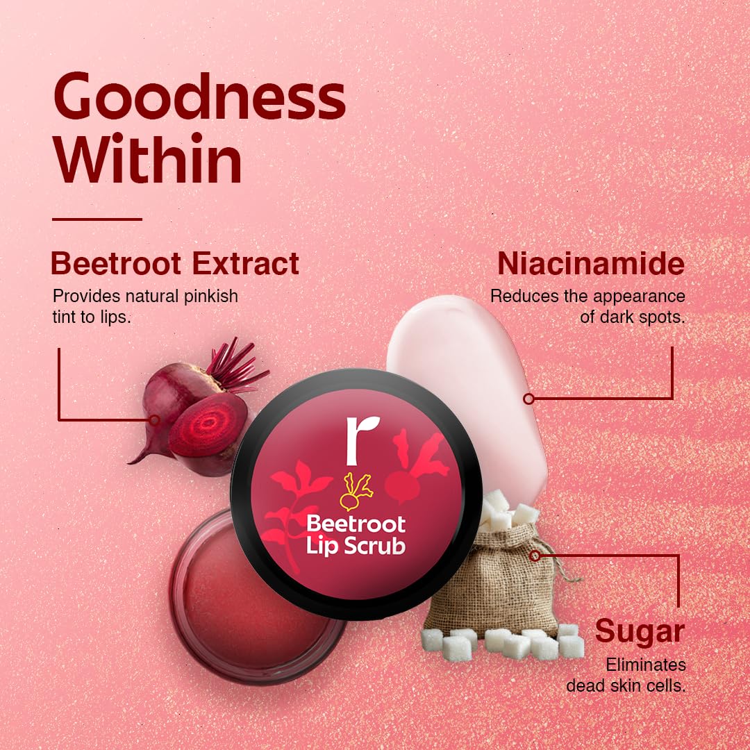 Rivona Beetroot Lip Scrub, natural lip exfoliator, smooth lips care, beetroot lip treatment