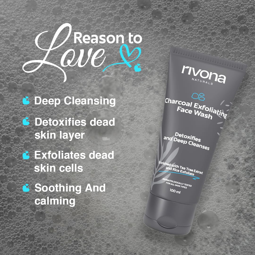 Rivona Charcoal Face Wash for Men, oil control cleanser, deep cleansing face wash, men skincare