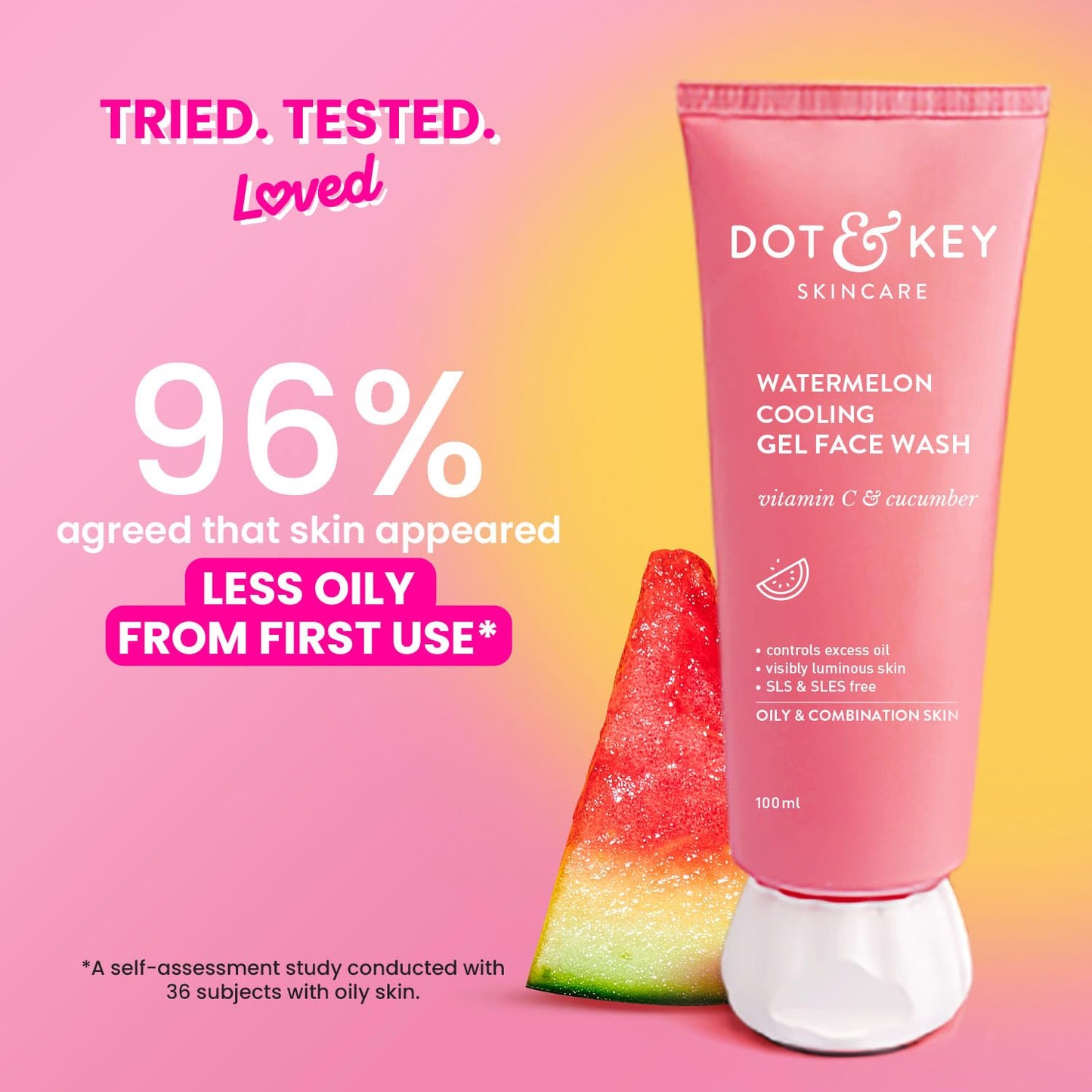 Dot & Key Watermelon Gel Face Wash, refreshing cleansing care, hydrating skincare wash, fresh skin cleanser