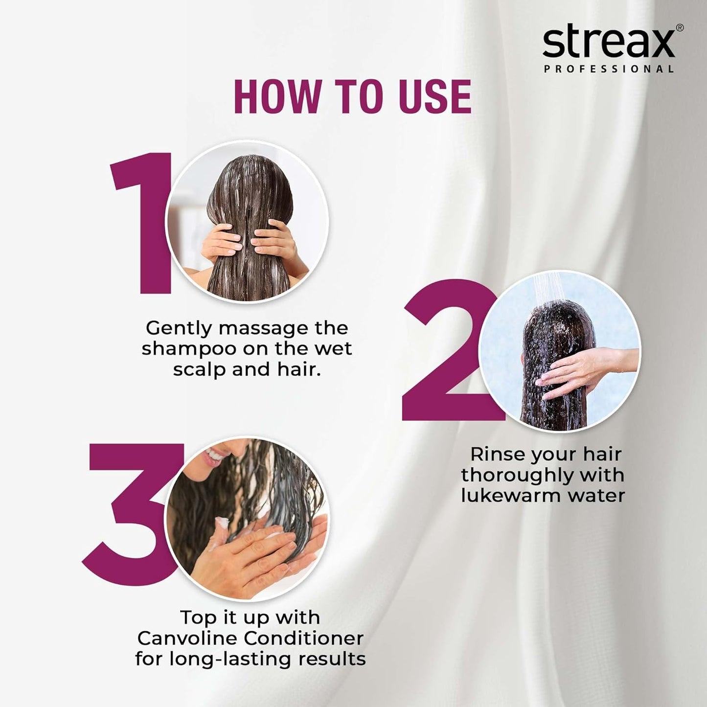 Streax Professional Canvoline Shampoo 1500ml for daily salon use