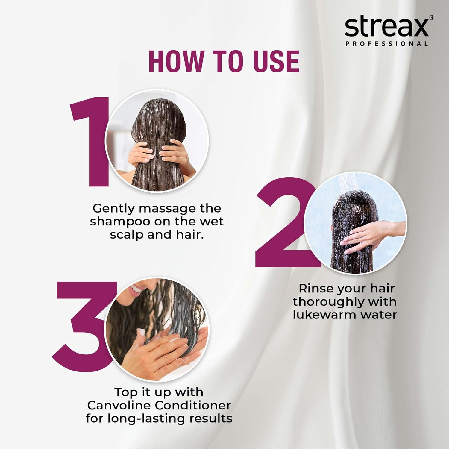 Streax Professional Canvoline Shampoo 1500ml for daily salon use