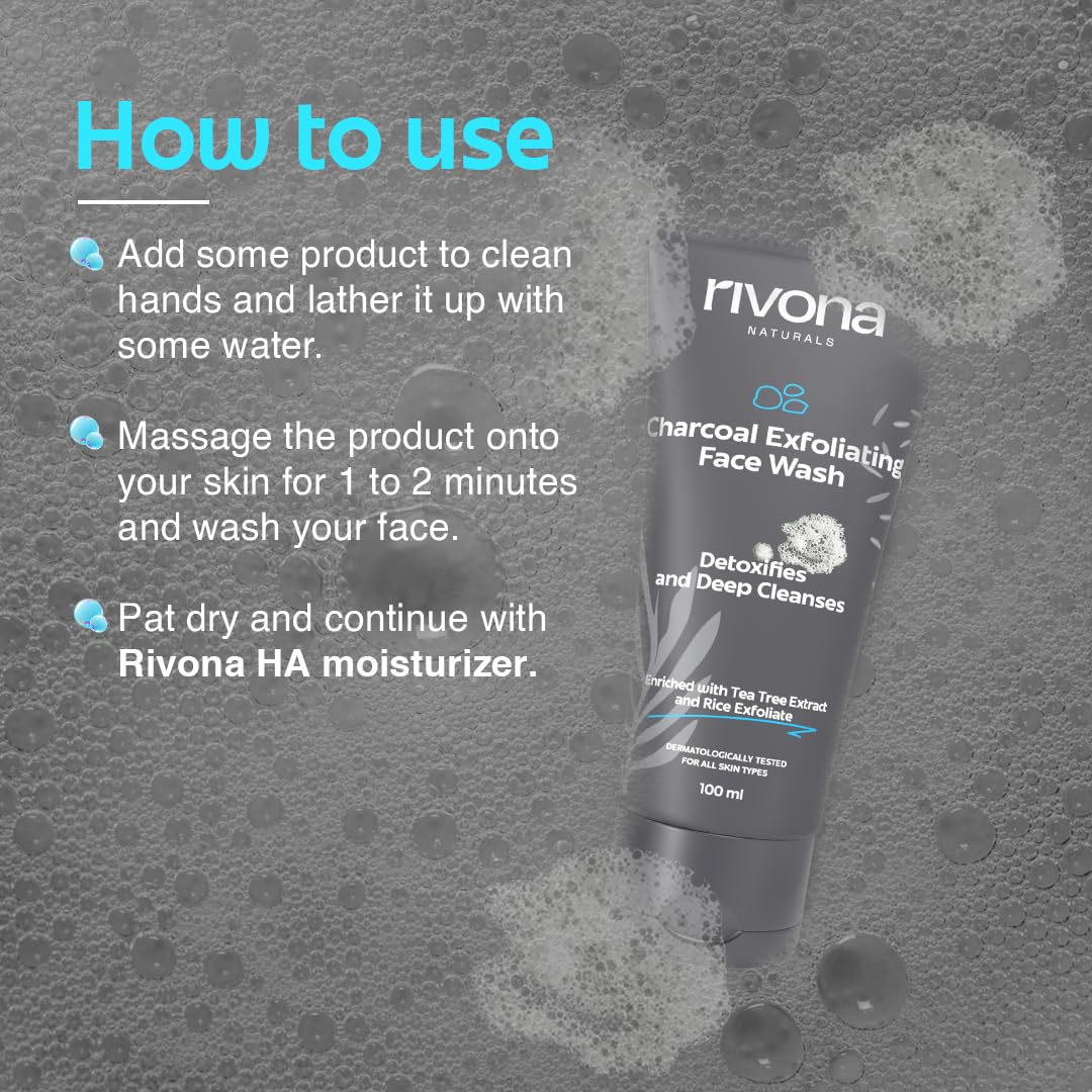 Rivona Charcoal Face Wash for Men, oil control cleanser, deep cleansing face wash, men skincare