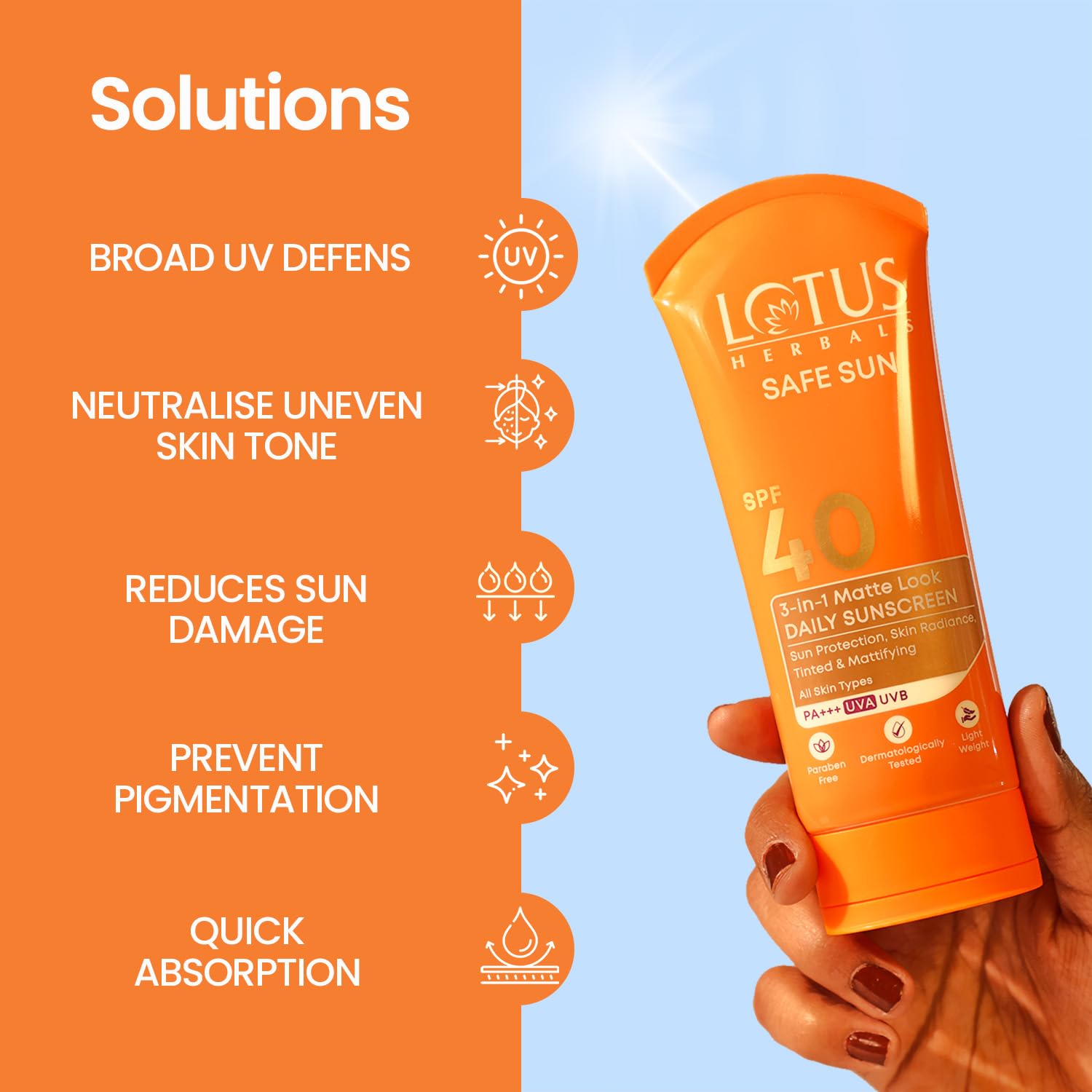 Lotus Herbals Safe Sun 3 In 1 Matte-Look Daily Sunscreen, sunscreen, matte finish, SPF 40