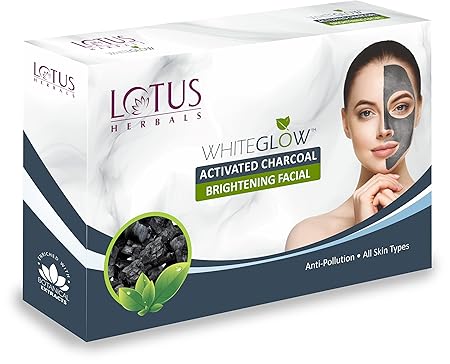 Lotus Herbals WhiteGlow Activated Charcoal Brightening 4 in 1 Facial Kit, facial kit, charcoal-based