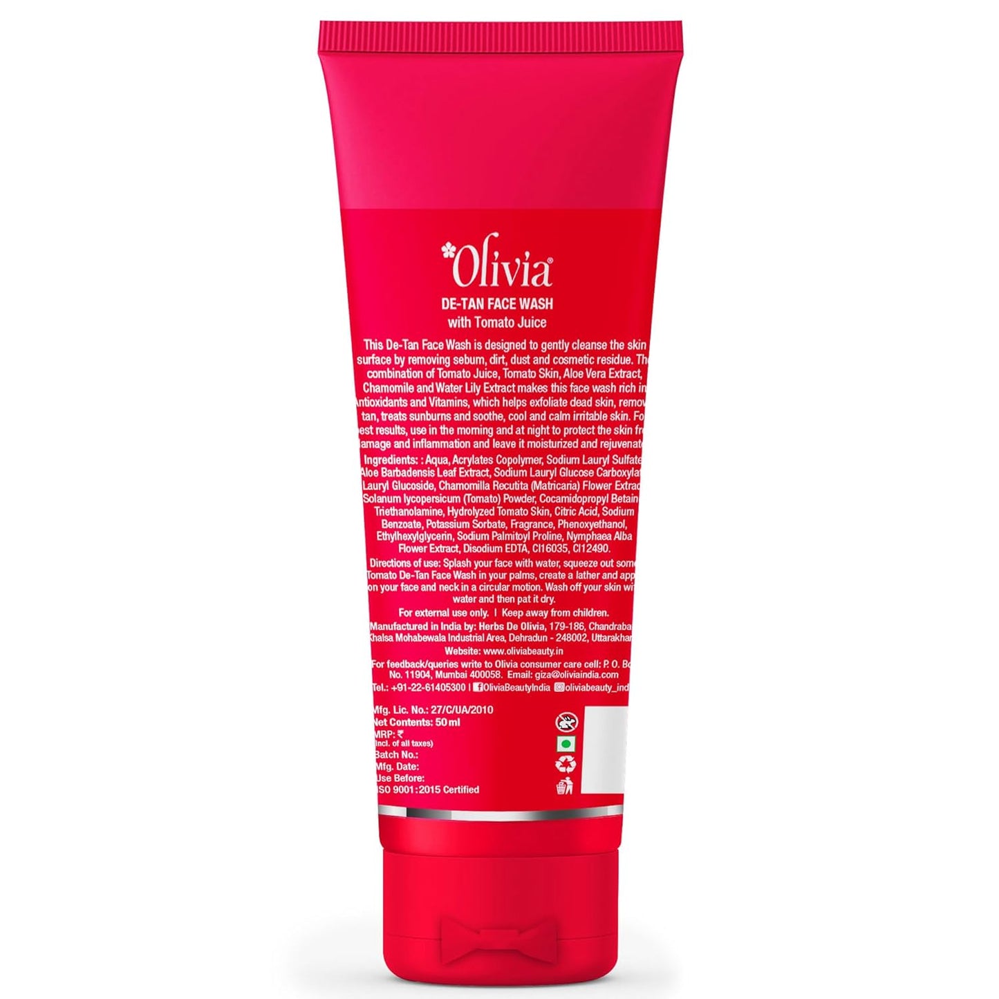 Olivia De Tan Face Wash, tomato enriched cleanser, tan care face wash, fresh skin feel, daily cleansing
