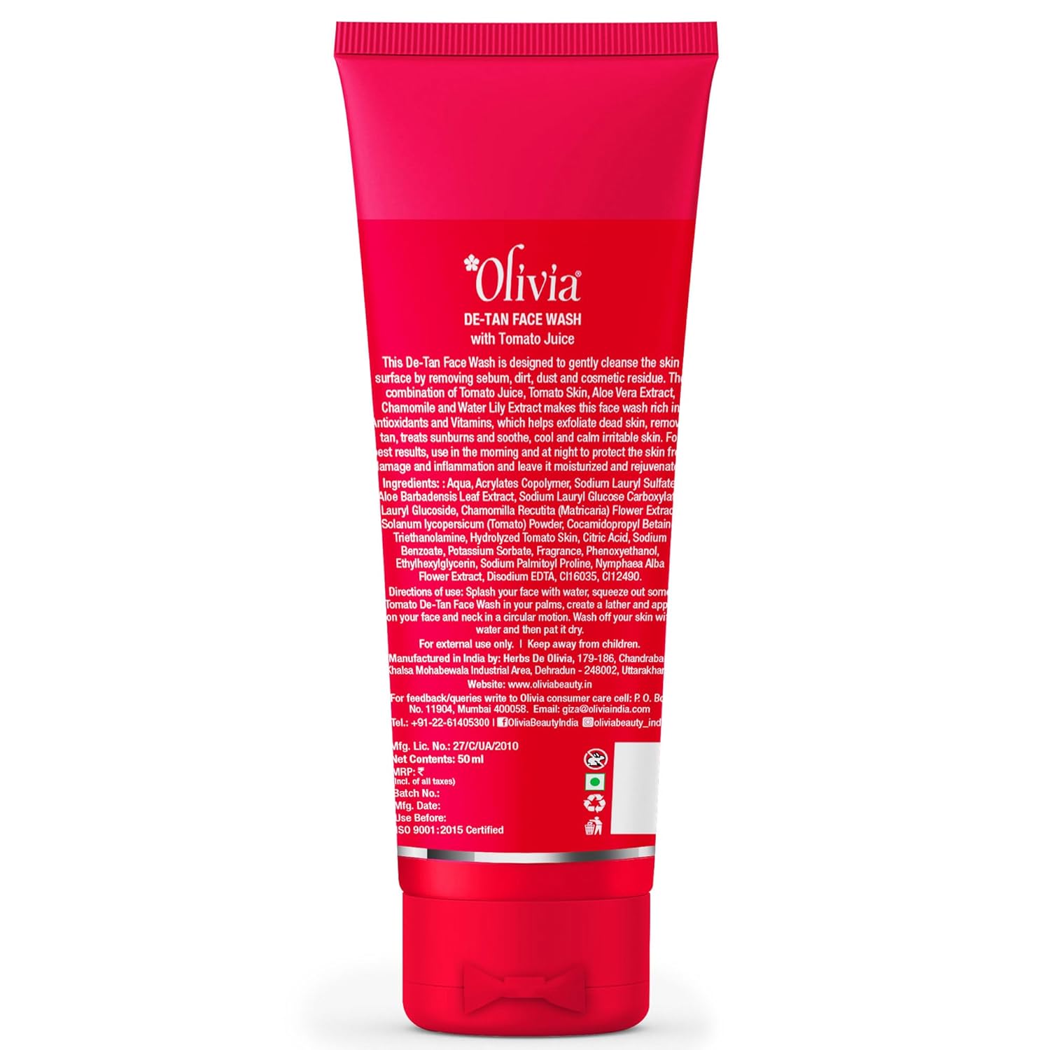 Olivia De Tan Face Wash, tomato enriched cleanser, tan care face wash, fresh skin feel, daily cleansing