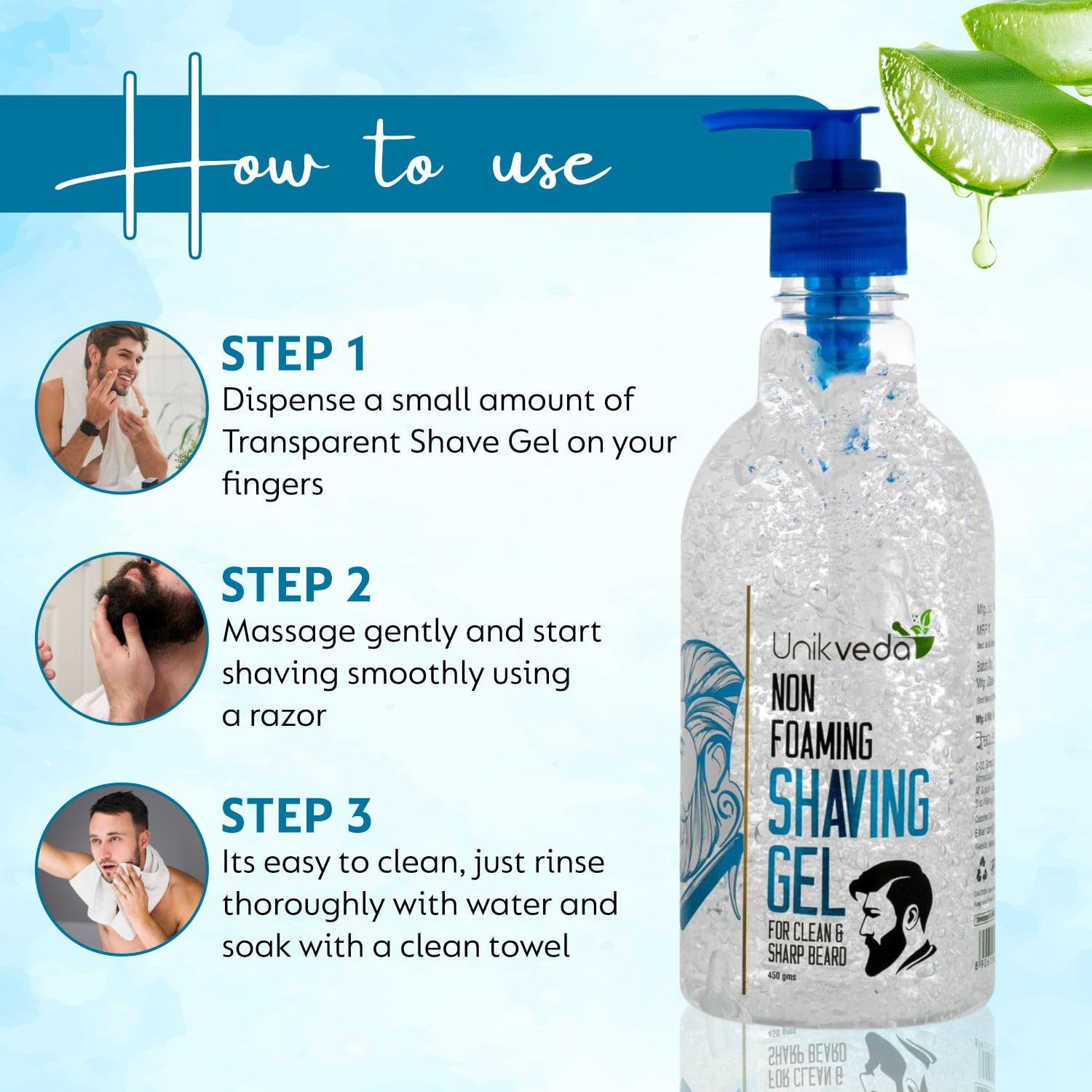 Unikveda Hydrating & Nourishing Non-Foaming Shaving Gel, shaving gel, aloe vera shaving gel, herbal shaving gel, smooth shave, skin comfort