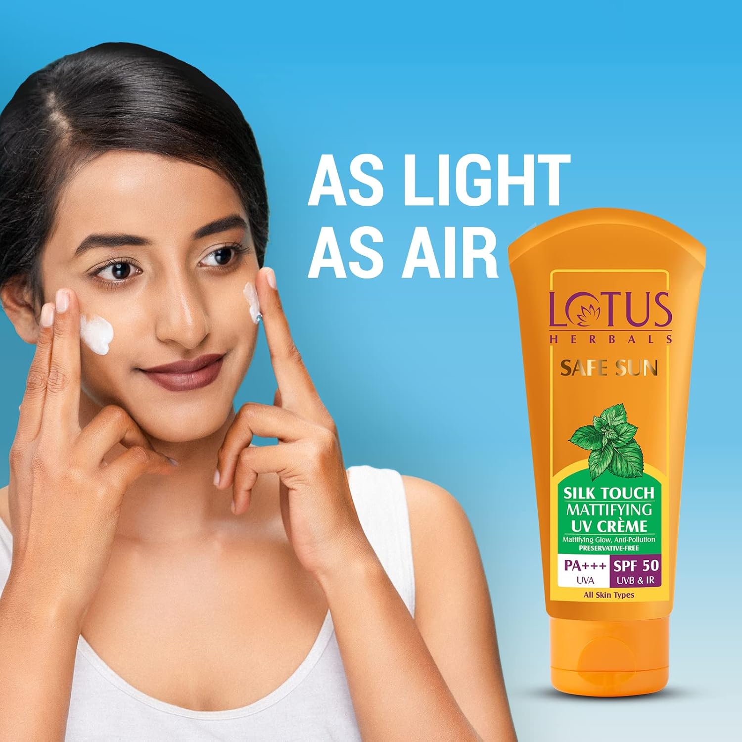 Lotus Herbals Safe Sun Silk Touch Mattifying UV Creme, sunscreen cream, matte finish, SPF 50