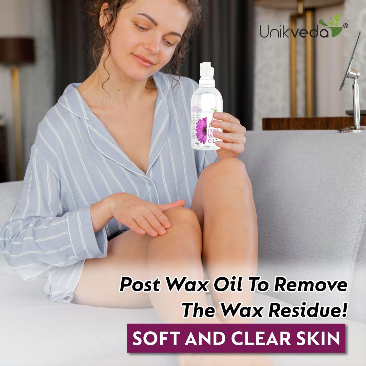 Unikveda Post Waxing Oil, soothing after wax oil, moisturising skin care, salon waxing aftercare, smooth skin