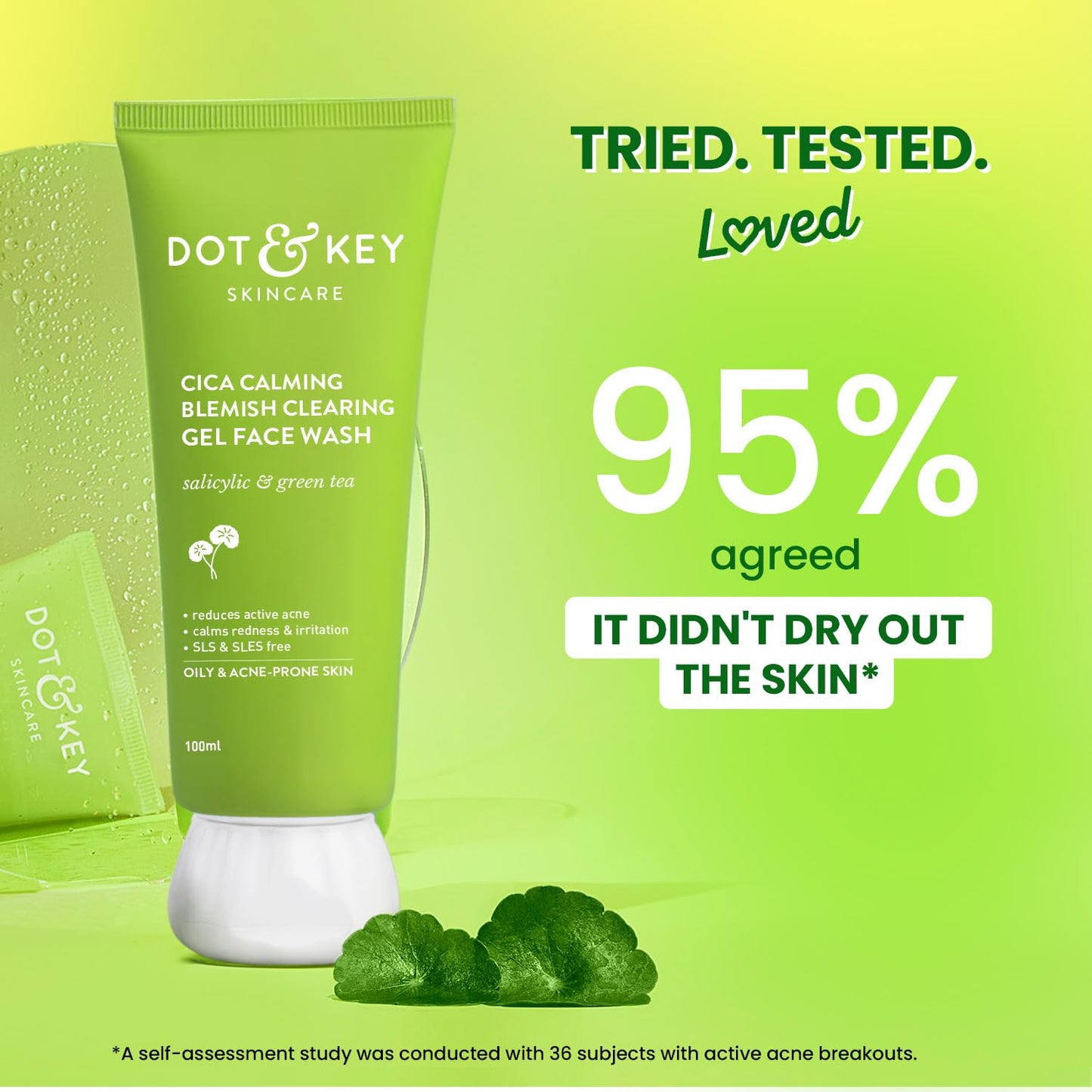 Dot & Key Cica Calming Gel Face Wash, gentle blemish care cleanser, soothing face wash