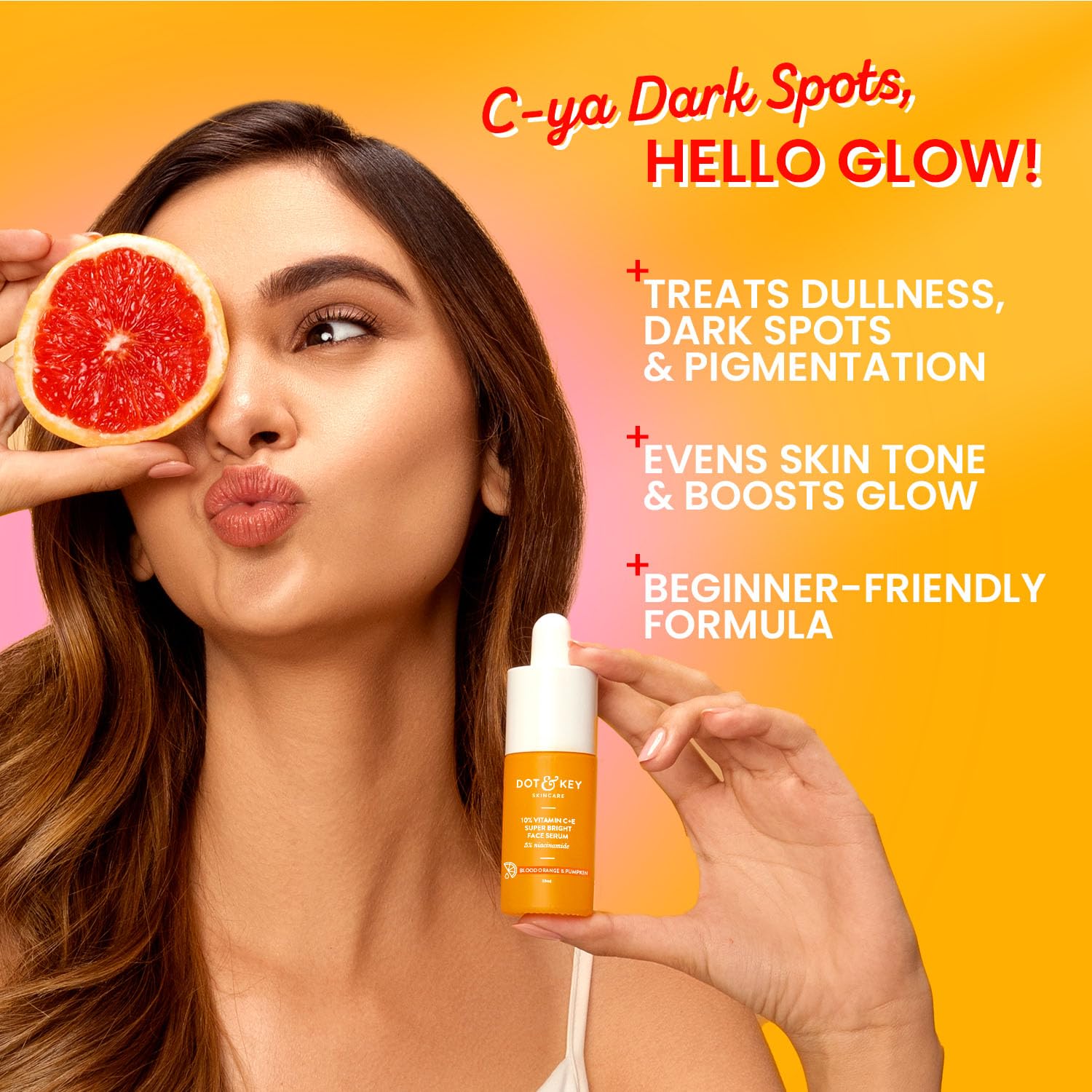 Dot & Key Vitamin C E Serum, brightening skincare serum, glow face care