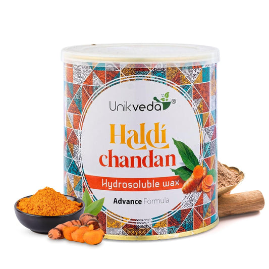 Unikveda Haldi Chandan Wax, turmeric sandalwood wax, soothing hair removal, salon waxing care, smooth skin