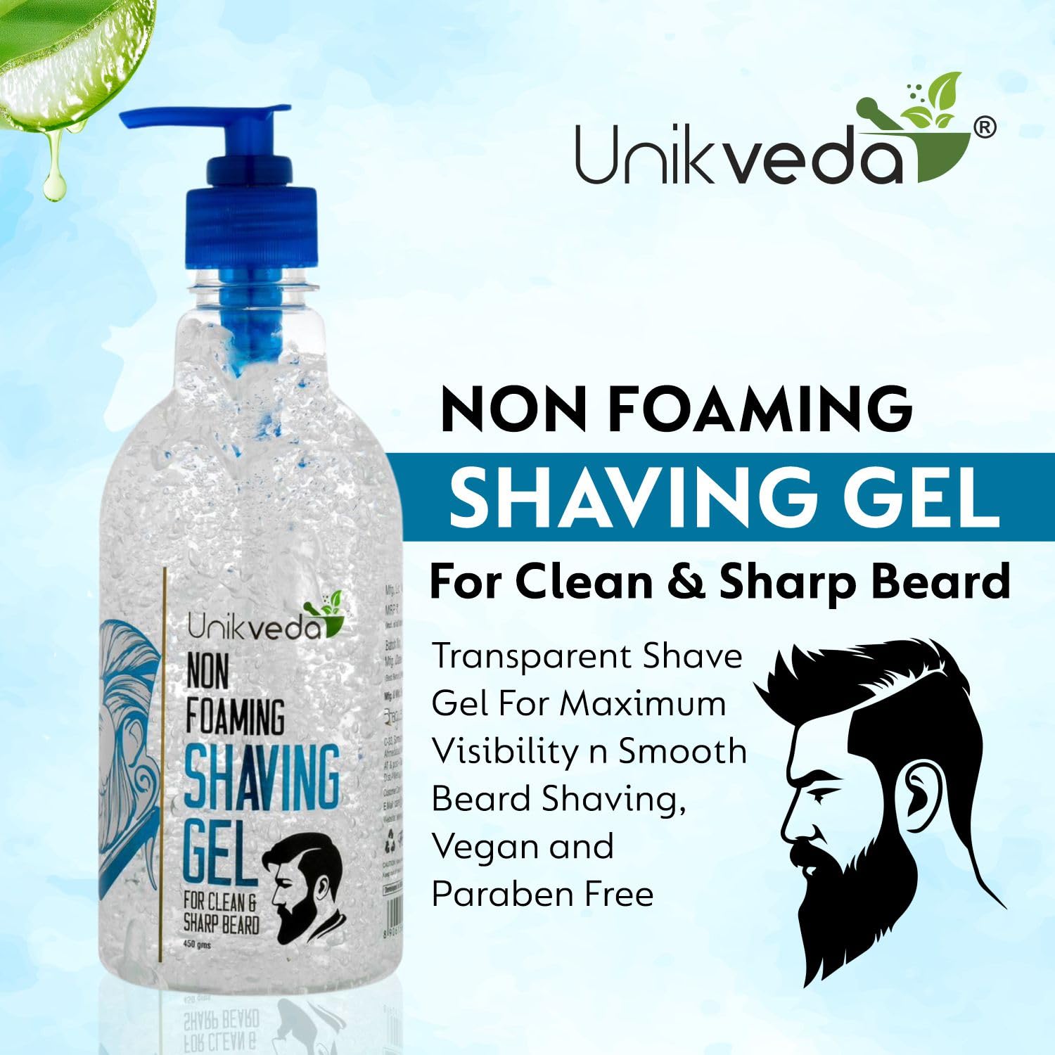 Unikveda Hydrating & Nourishing Non-Foaming Shaving Gel, shaving gel, aloe vera shaving gel, herbal shaving gel, smooth shave, skin comfort