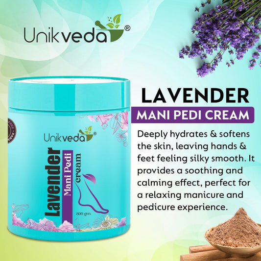 Unikveda Lavender Mani Pedi Cream, moisturising spa cream, soft skin care, professional manicure, salon use