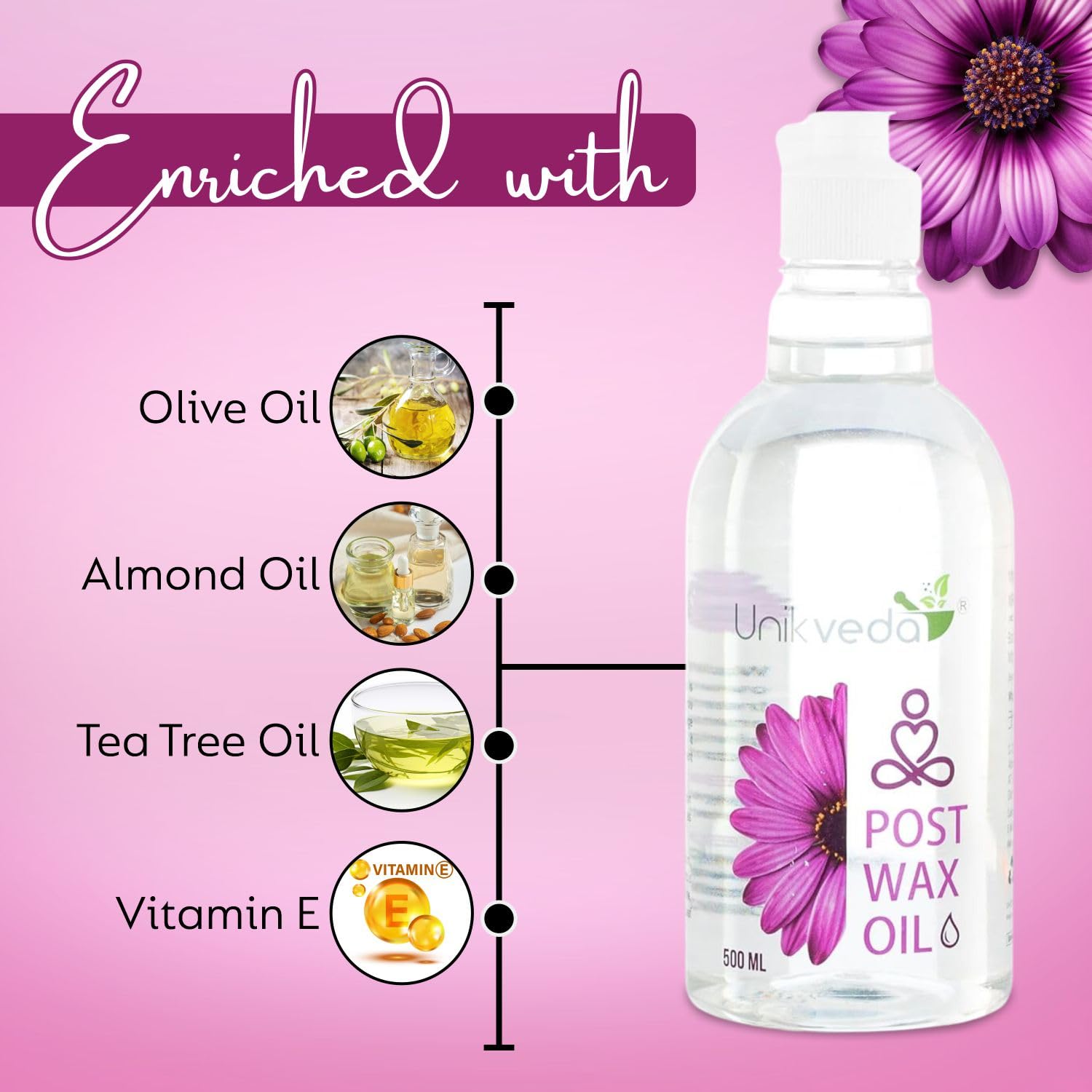 Unikveda Post Waxing Oil, soothing after wax oil, moisturising skin care, salon waxing aftercare, smooth skin