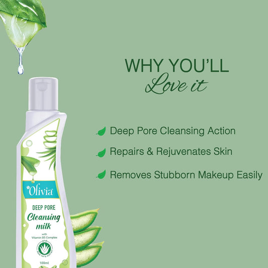 Olivia Aloe Vera Cleansing Milk, gentle face cleansing, hydrating skincare, makeup remover