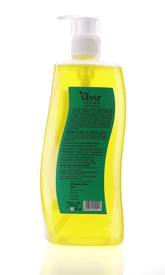 Olivia Lime Anti Dandruff Shampoo, scalp cleansing shampoo, fresh hair care