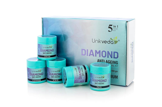 Unikveda Diamond Facial Kit, diamond based facial, skin rejuvenation care, professional facial, salon kit