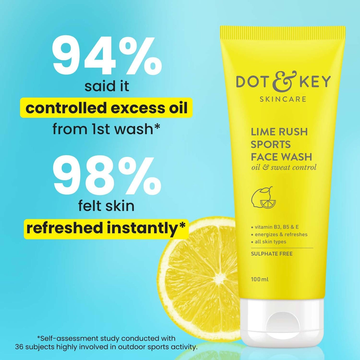 Dot & Key Lime Rush Sports Face Wash, sweat control cleansing, refreshing face wash