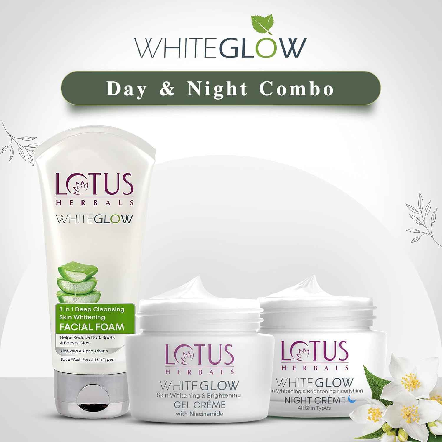 Lotus Herbals WhiteGlow Day and Night Pack, skincare kit, dual cream set