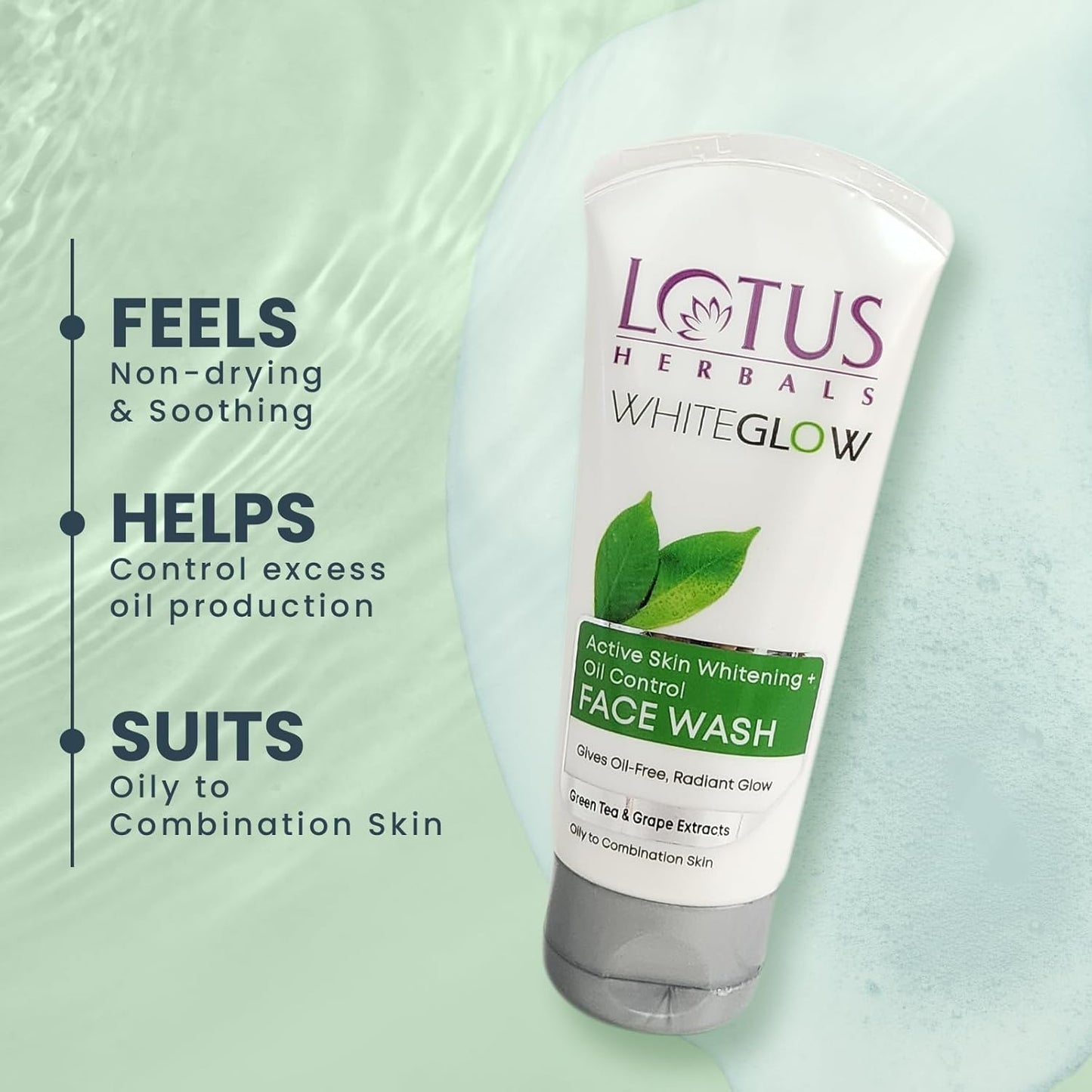 Lotus Herbals Whiteglow Active Skin Whitening & Oil Control Face Wash, face wash, gel texture
