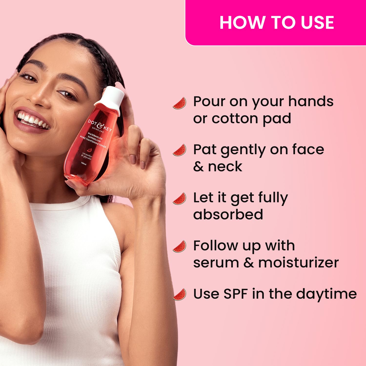 Dot & Key Watermelon Glycolic Toner, exfoliating skincare toner, pore refining care, smooth texture skin