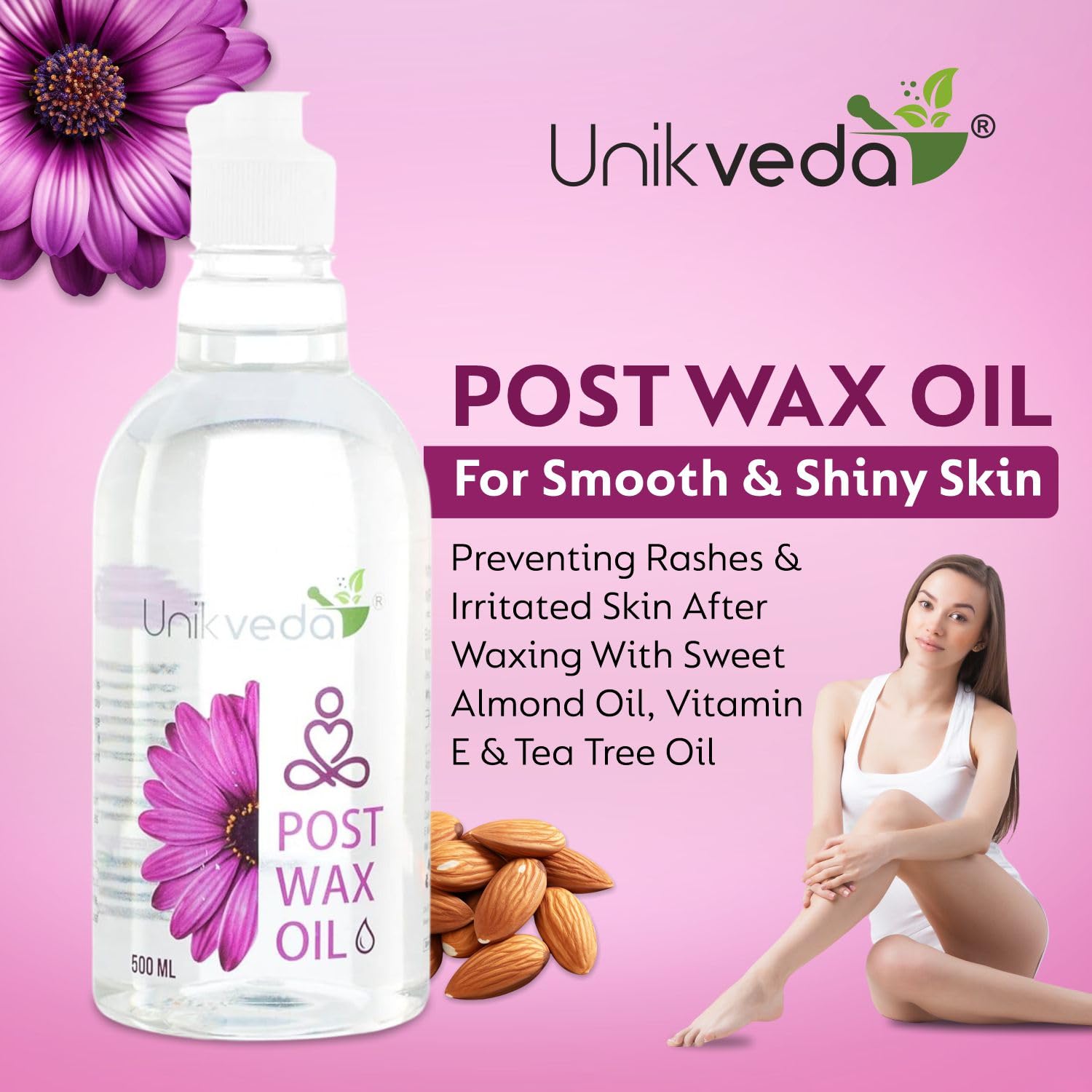 Unikveda Post Waxing Oil, soothing after wax oil, moisturising skin care, salon waxing aftercare, smooth skin