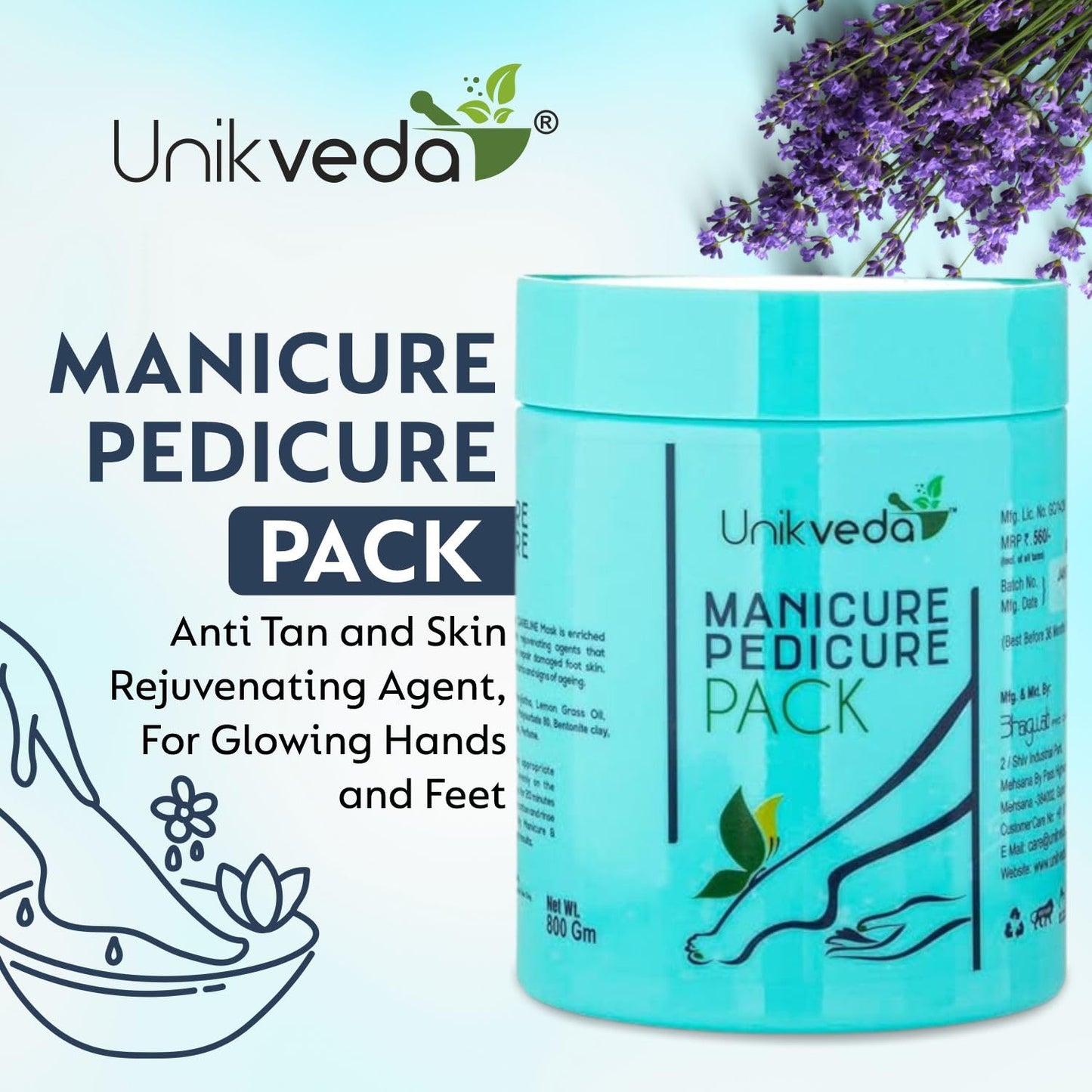 Unikveda Lavender Mani Pedi Pack, lavender spa care, skin conditioning