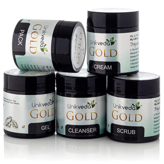 Unikveda Gold Skin Glow Facial Kit, gold infused facial, radiant skin care, professional facial, salon system