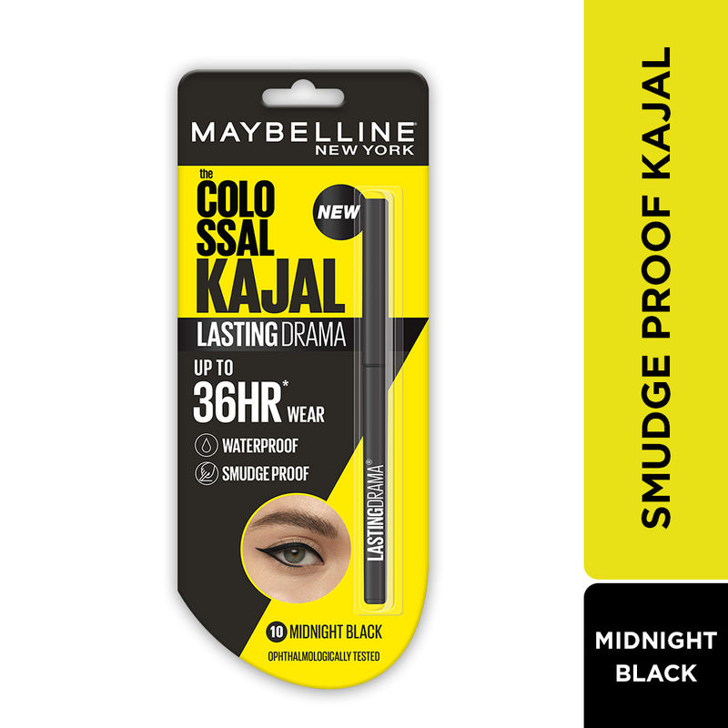 Maybelline New York Colossal Lasting Drama Kajal � 10 Midnight Black|0.31 gms|MRP 299