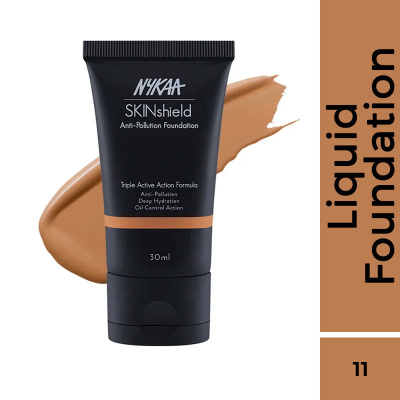 Nykaa SkinShield Anti-Pollution Matte Foundation for Oily Skin - Toasty Caramel-11|30 ml|MRP 799