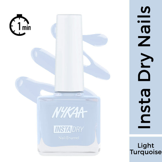 Nykaa Insta Dry Fast Drying Nail Enamel Polish Boho Blue 355 - Light Turquoise|9 ml|MRP 229