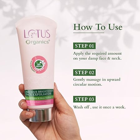 Lotus Organics Precious Brightening Face Exfoliator|50 gms|MRP 275