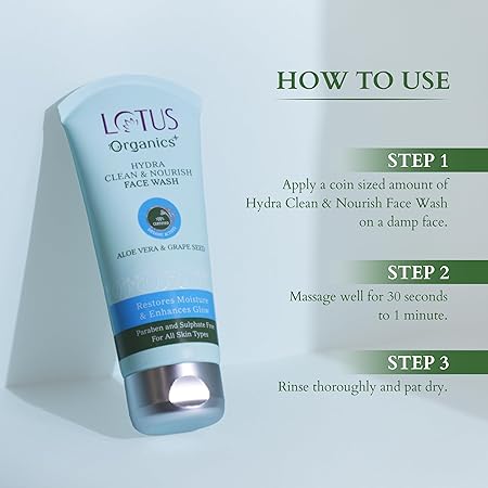 Lotus Organics Aloe Vera & Grape Seed Hydra Clean Face Wash|80 gms|MRP 295