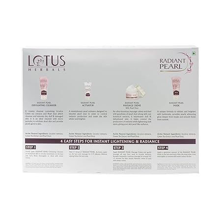 Lotus Herbals Radiant Pearl Cellular Lightening Facial Kit|170 gms|MRP 1090