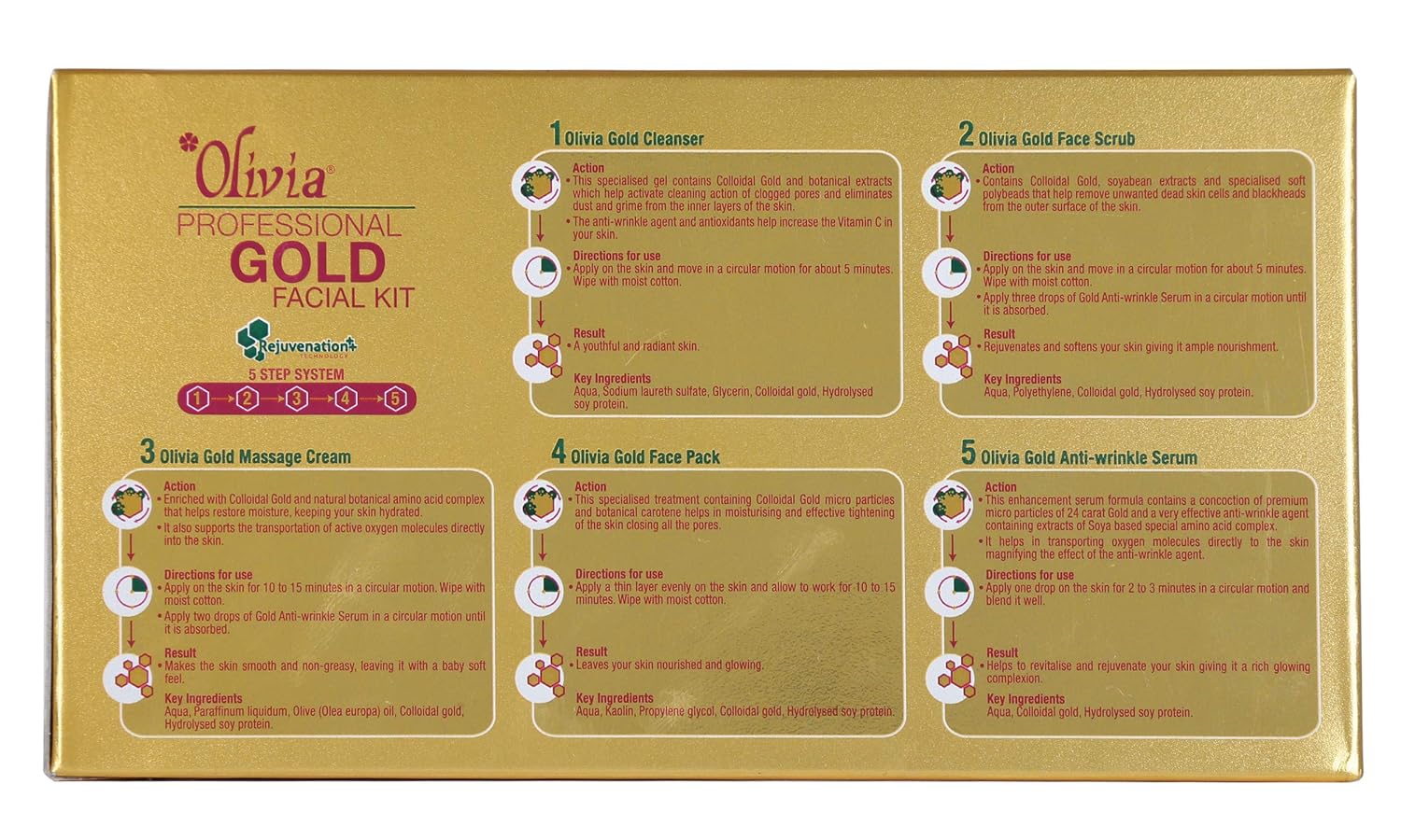 Olivia Gold Facial Kit, gold infused facial care, professional salon facial