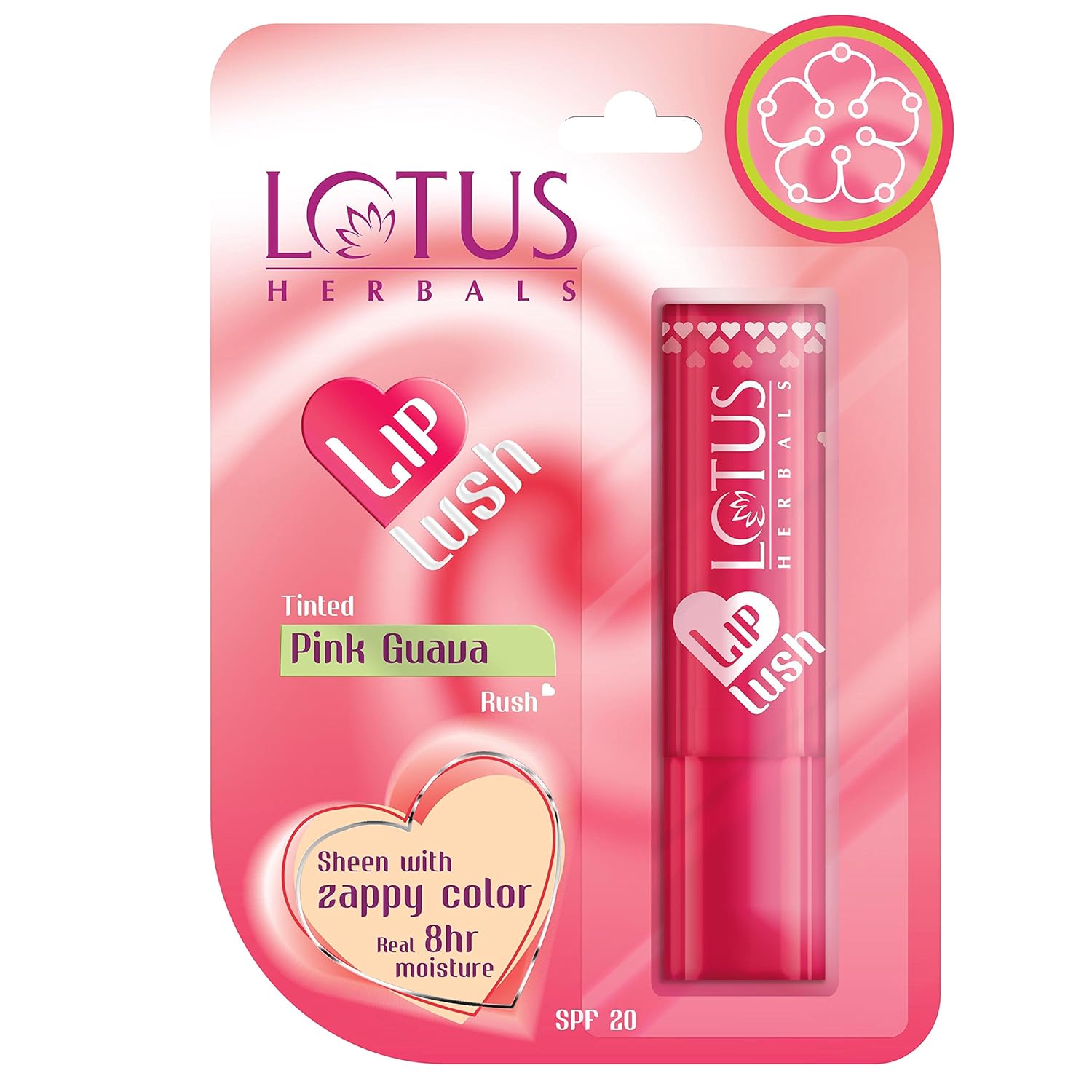 Lotus Herbals Lip Lush Tinted Lip Balm, lip balm, Pink Guava Rush tint