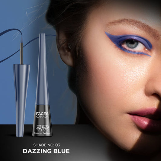 Faces Canada Magneteyes Color Eyeliner - Dazzling Blue |4 ml|MRP 399