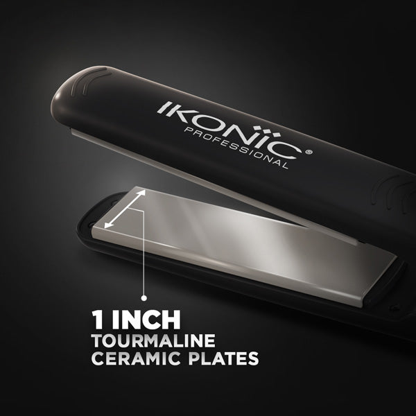 Ikonic Pro Straight Black Hair Straightener with nano titanium plates for smooth professional styling
