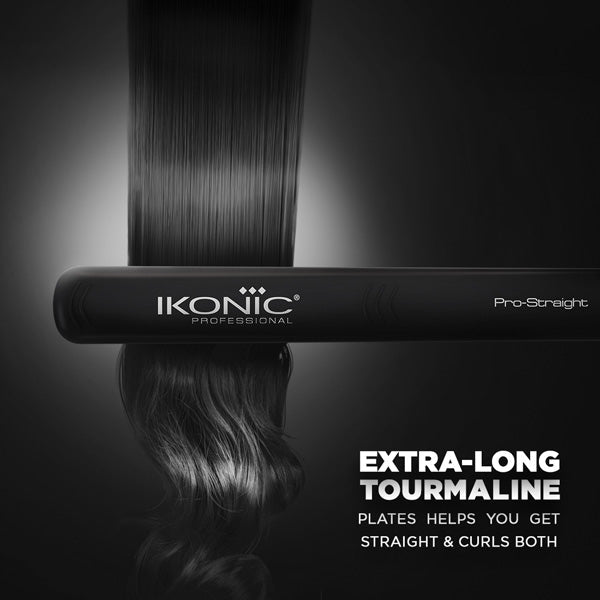 Ikonic Pro Straight Black Hair Straightener with nano titanium plates for smooth professional styling
