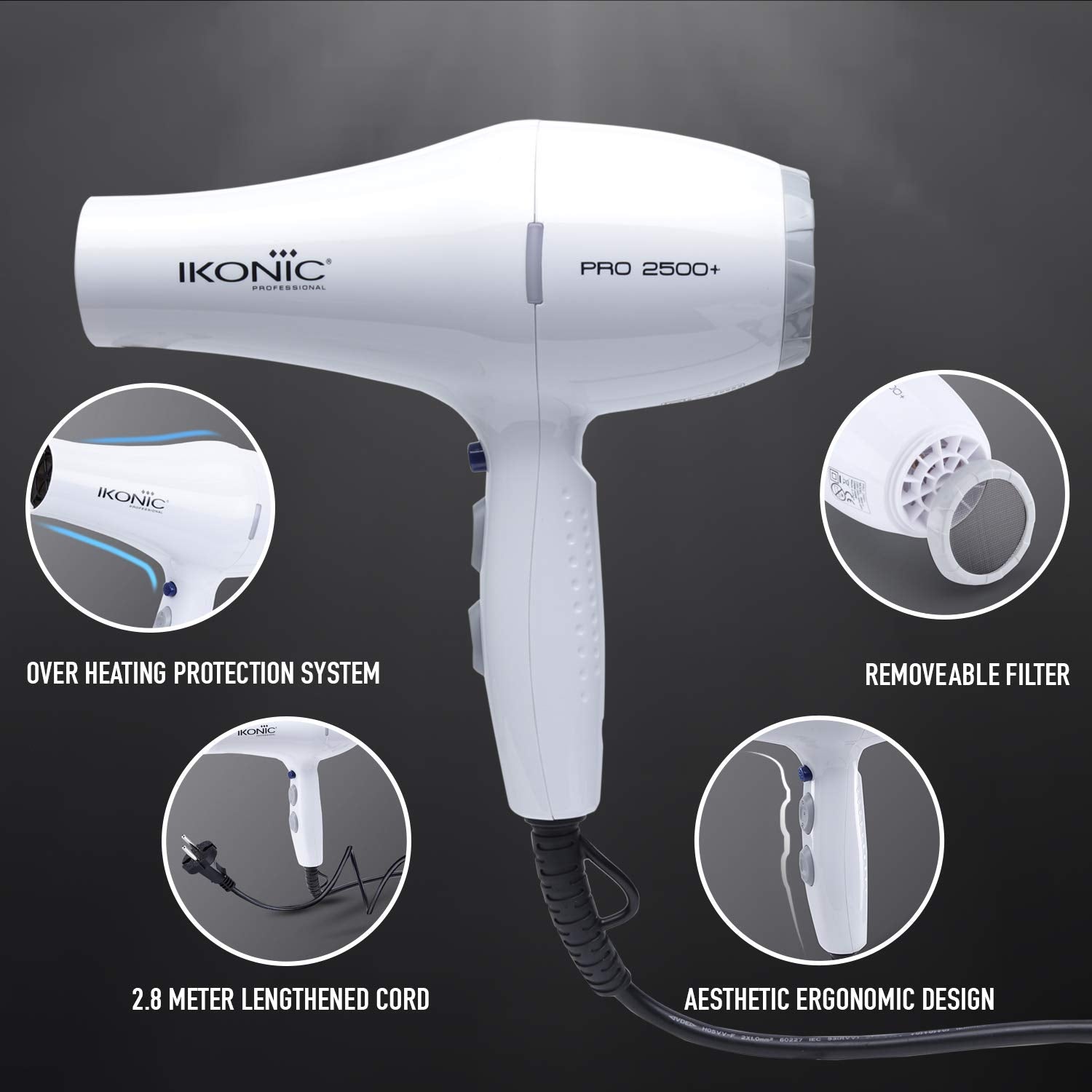 Ikonic Professional 2500 Pro Hair Dryer - White|MRP 5500