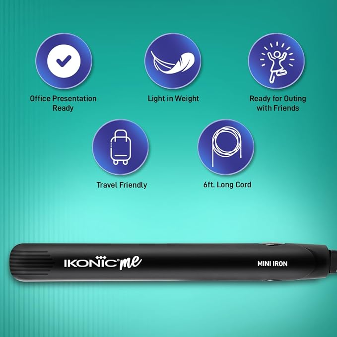 Ikonic Professional Mini Straightener- Black & Blue|MRP 1575