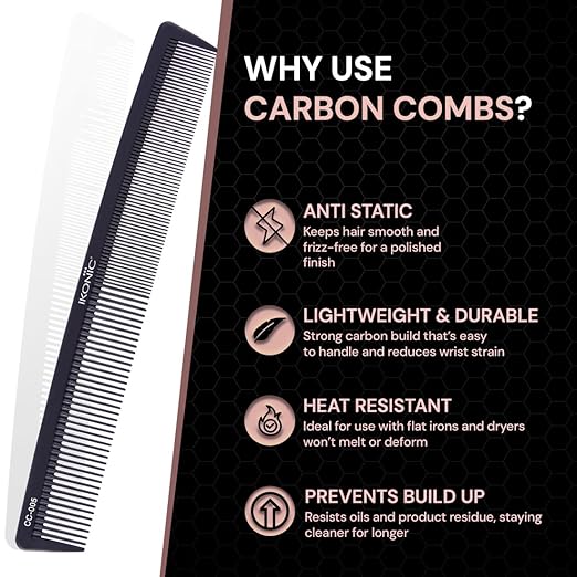 Ikonic Professional Carbon Comb - CC05|MRP 325